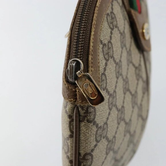 GUCCI GG Supreme Web Sherry Line Shoulder Bag PVC Beige - Picture 9 of 16